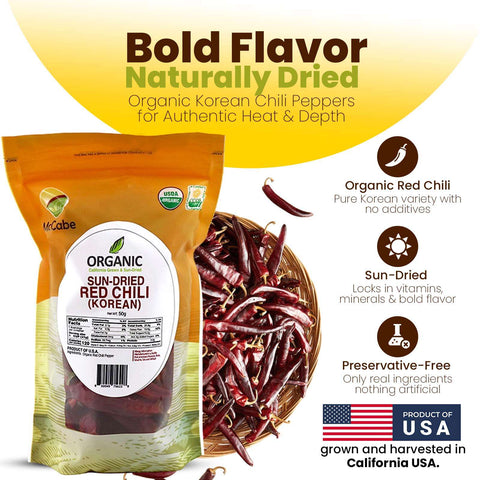 McCabe Organic Sun-Dried Red Chili Pepper (Korean Variety), 50g