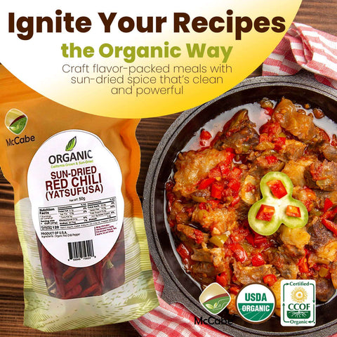 SFMart McCabe Organic Sun-Dried Red Chili Pepper (Yatsufusa Variety), 50g Dried Foods- SFMart