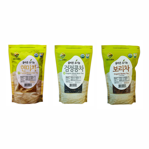 SFMart McCabe Organic Tea, 1.5-Pound (3-Pack) (1.5lbs Barley Tea, 1.75lbs Black Bean Tea, and 2lbs Brown Rice Tea) Tea & Coffee- SFMart