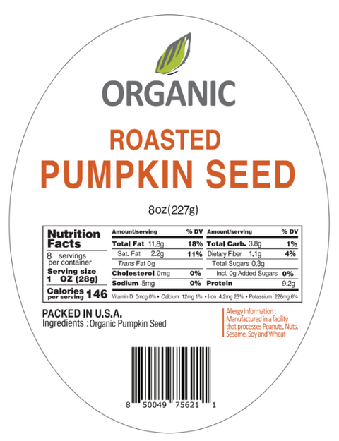 SFMart McCabe Organic Roasted Pumpkin Seeds (Unsalted) - SFMart